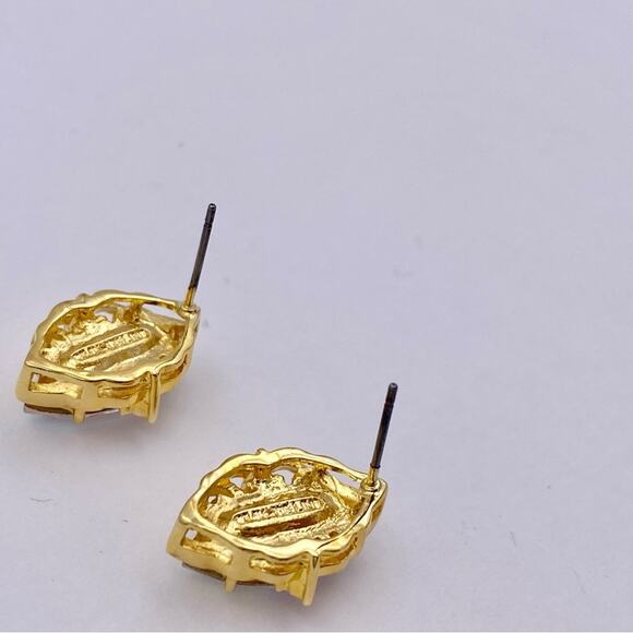 LIND 14K HGE Aurora Borealis Rhinestone Navette Post Earrings - Picture 10 of 13